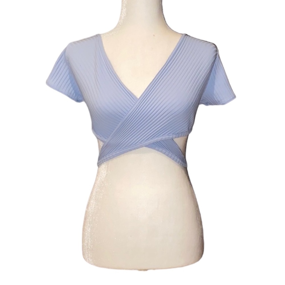 Women’s Morgan de Toi Blue Tie Waist Crop Top Small
